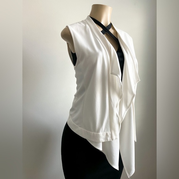 BCBGMaxAzria Off White Vest Draped Sleeveless Modal Soft Ryland Career Event XXS - Picture 5 of 13
